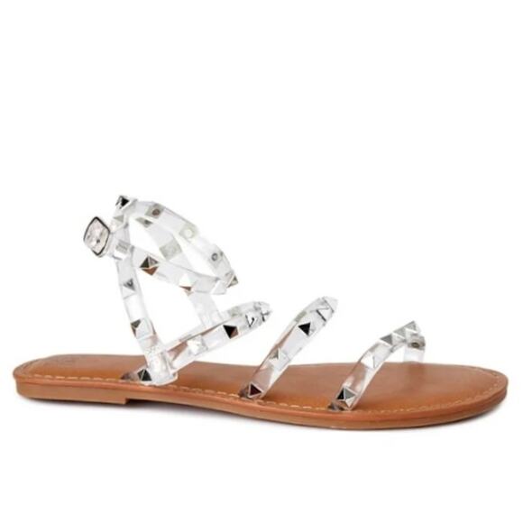 Silver studded flat Gladiator Sandals by Time & Tru, women's size 7 strappy shoe - Picture 8 of 8